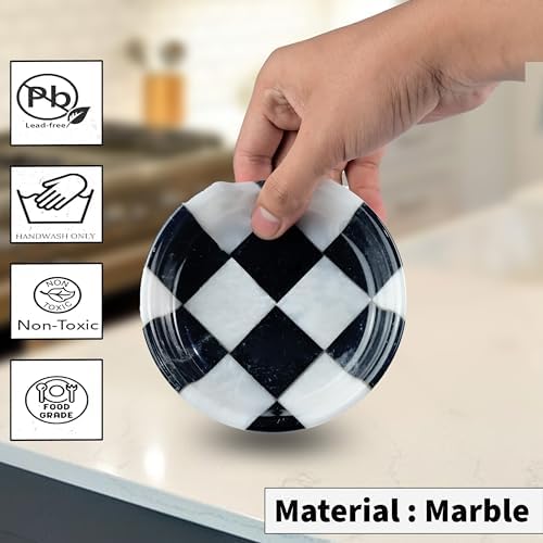 Marble Spoon Rest for Stove Top, Checkered Kitchen Utensil Holder, Coffee Bar Accessory, White Black