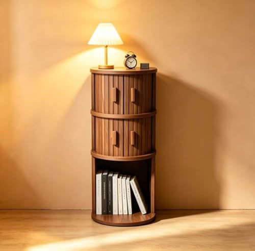 Narrow Nightstand, Wooden Skinny Nightstand with Sliding Doors