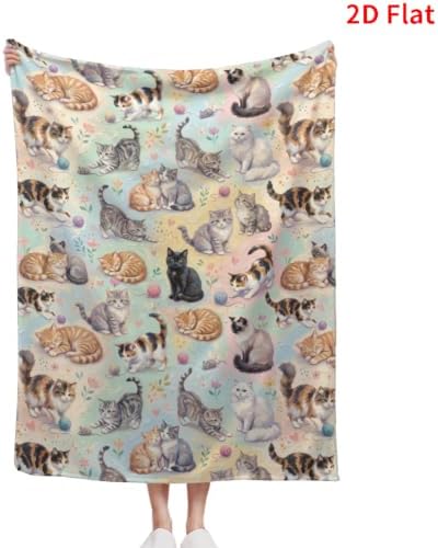 Cute Cats Blanket 50"x60", Soft Lightweight Throw Blanket for Kids Teens Adults, All Season Cozy Decorative Blanket for Sofa Bed Couch Travel