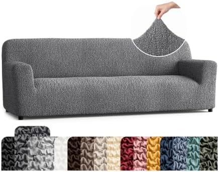 PAULATO Premium Stretch Couch Covers for Sofa - Sofa Chair Cover Washable, Dogs & Pets Friendly - Elastic Polyester Loveseat Slipcovers - Non-Slip Love Seat Couch Covers - Dark Grey (86"-120" Wide)