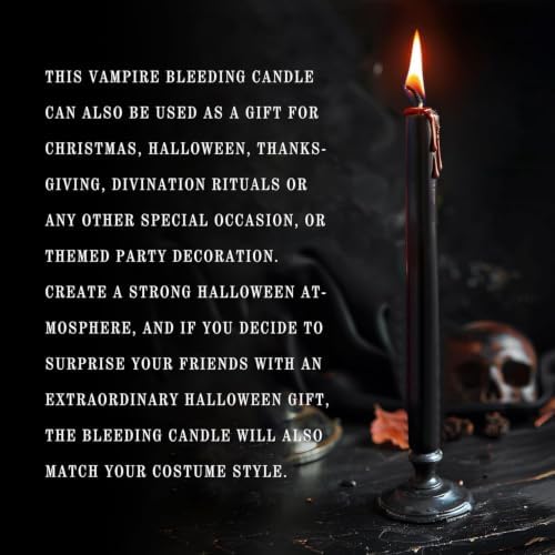 12PCS 10-Inch Black Bleeding Taper Candles,Vampire Tears Taper Candles- Unscented Ideal for Halloween, Christmas, Rituals, and Themed Party Decor
