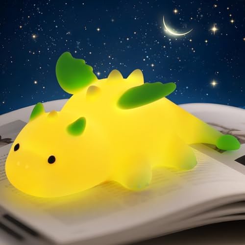 AVEKI Green Dragon Night Light, Cute Baby Lamp Gifts for Kids Boys Girls
