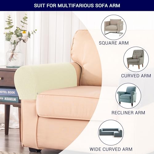 SUBRTEX Stretch Couch Arm Covers Set of 2, Non-Slip Sofa Armrest Slipcovers