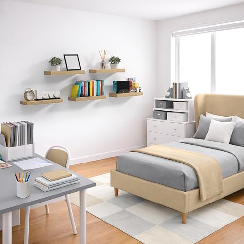 Sorbus 16 Inch Floating Shelves for Wall (5 Pack, Maple Wood)