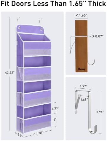 Yecaye Over the Door Organizer forNursery Closet 35.2lbs Load Purple 4 Tier