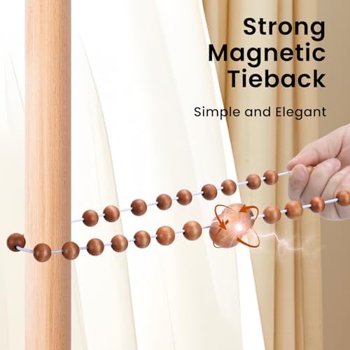 KLOGTSIND Magnetic Curtain Tiebacks, 6 Pack Wood Bead Curtain Holdbacks
