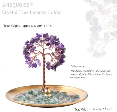 Incense Holder for Sticks, Healing Crystal Stone Money Tree Incense Burner, Ash Catcher for Yoga, Meditation and Home Decor