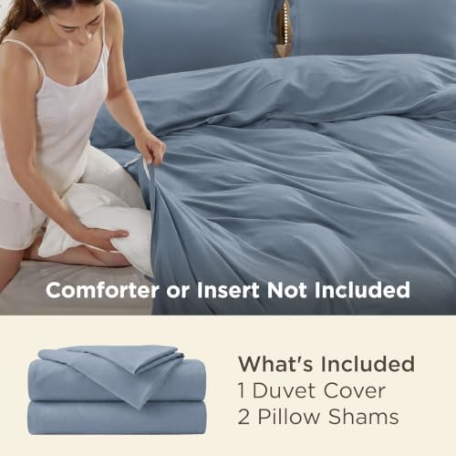 Bedsure Oversized King Duvet Cover, Double Brushed Bedding Set, Dusty Blue