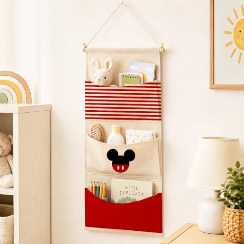 3-Pocket Hanging Wall Organizer, Cute Striped Design for Bedroom Door