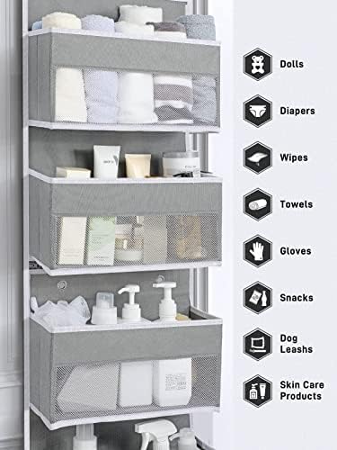 Yecaye Over the Door Storage Organizer for Nursery Closet 6 Tier Grey