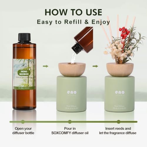 Diffuser Oil Refill, 250ml / 8.45 fl oz, MOSO Bamboo - Reed Diffuser Oil Refill for Home Fragrance, Scented Oil for Reed Diffuser Bottles, Bamboo, Musk & Cypress Notes