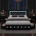 BarnFurin King Size Bed Frame with LED Headboard and Storage Drawers,Black