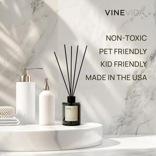VINEVIDA | Lavender Fields | Reed Diffuser for Home & Bathroom | Long-Lasting Scent Sticks Set | Oil Stick Diffuser | Bathroom Scent