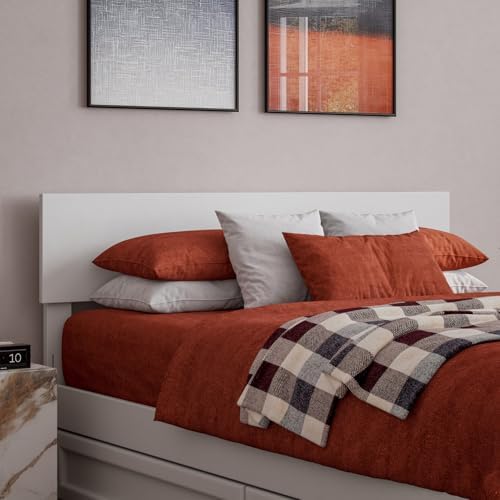 AFI, Orlando Full Adjustable Modern Solid Wood Panel Headboard, White