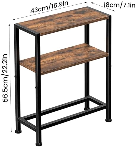 Narrow Side Table, 2-Tier Small End Table, Slim Nightstand