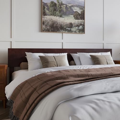 AFI, Orlando King Adjustable Modern Solid Wood Panel Headboard, Espresso