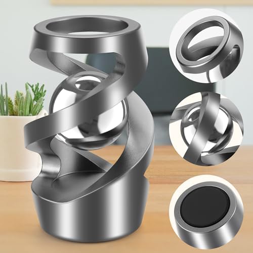 Upgraded Spinning Kinetic Desk Toy, Metal Fidget Toys Adults, Cool Gadgets Fidget Spinners, Quite Relieve Stress Anxiety Desk Toys for Office for Adults with ADHD(Gray)