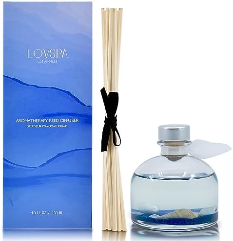 Reed Diffuser Set, Escape Beach Getaway Scented Oil Diffuser with Sticks, Home Fragrance Accessories for Bathroom Shelf Decor, Aroma Diffusers for Home or Office Desk, USA Made