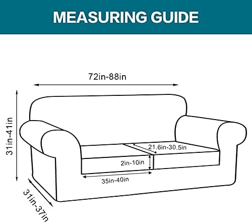 Turquoize 3 Piece Sofa Covers for 2 Cushion Couch Sofa Slipcover Soft Couch Cover for Dogs-Washable Sofa Furniture Cover with 2 Individual Cushion Covers (2 Cushion Sofa, Porcelain White)