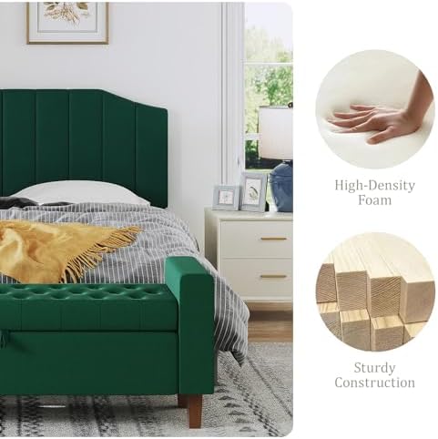Furpopup Velvet King Size Headboard Only, Wall and Bed Frame Mount, Jade Green