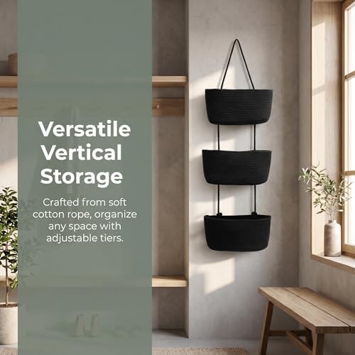 Hanging Basket, Over Door Organizer, 3 -Tier Wall Storage with Hook