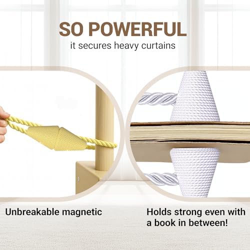 Hion Magnetic Curtain Tiebacks Golden 2pcs, Curtain Holdbacks Hooks Holders