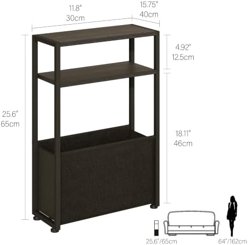 Leomonio Narrow Side Table, Slim Night Stand with Magazine Rack