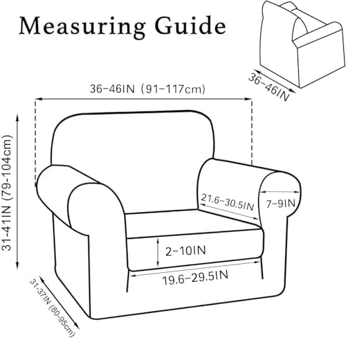 Turquoize 2 Piece Chair Covers Armchair Covers for Living Room Stretch Armchair Slipcovers Soft Chair Cover with Arms Feature Thick Jacquard Fabric, Machine Washable (Chair, Macchiato)