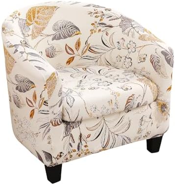 NILUOH Club Chair Slipcover 2 Piece Stretch Barrel Chair Covers Printed Tub Chair Slipcovers Soft Accent Armchair Sofa Protector for Living Room（Flowers 1）