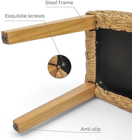 Outdoor Rattan Backless Bench with PE Wicker & Acacia Wood Frame, Natural