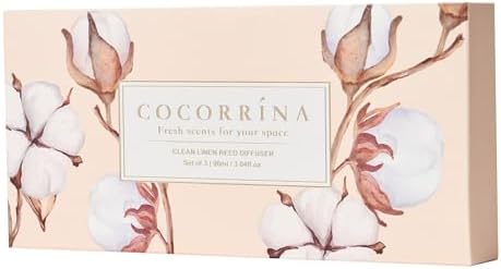 COCORRÍNA Reed Diffuser Set of 3-3 Pack/ 3.04 Fl.oz Diffuser with 24 Sticks Cashmere Vanilla/Sandalwood Rose/Clean Linen Reed Diffuser for Home Bathroom Office Decor