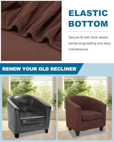 NILUOH 2 Piece Tub Chair Covers with Cushion Cover Soft Stretch Club Chair Slipcover Furniture Protector with Elastic Bottom Spandex Couch Covers for Bar Counter Living Room