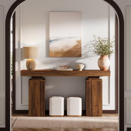 Tribesigns 63-in Long Console Table, Farmhouse Entryway Table(Rustic Brown)