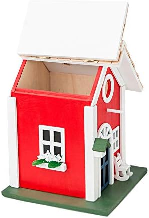 MEWANG Rustic Wooden Bird House for Outside - Hanging Colorful Bird Feeder Cottage, Unique Garden Decor Gift for Hummingbirds, Bluebirds & Wild Birds