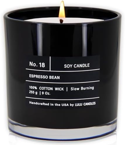 Lulu Candles | Espresso Bean | Luxury Scented Soy Jar Candle | Hand Poured in The USA | Highly Scented & Long Lasting (9 Oz.)