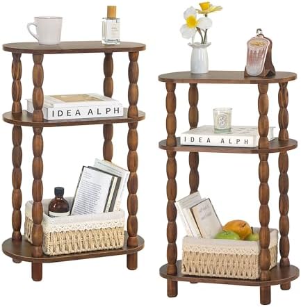 MaxSmeo Narrow Side Table Set of 2, 3-Tier Narrow End Table for Living Room