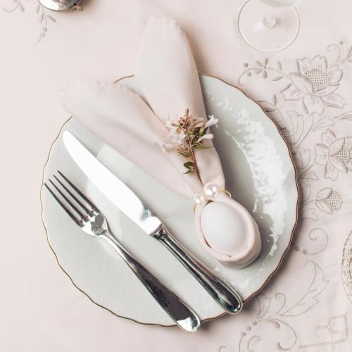 Set of 80 Pearl Napkin Rings, Gold Napkin Ring Holders with Faux Pearls