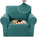 MAXIJIN Stretch Sofa Chair Slipcovers with Arms (31"-46 Washable Chair Cover Armchair with Non-Slip Foam & Elastic Bottom, Dog Cat Pet Friendly Furniture Protector (Small, Peacock Blue)