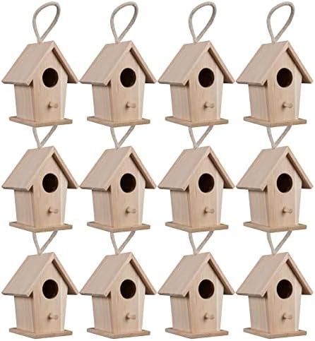 Make Market 4.3" Traditional Birdhouse - Unfinished Hanging Birdhouse Made of 100% Wood, Outdoor Nesting Boxes - Bulk 12 Pack