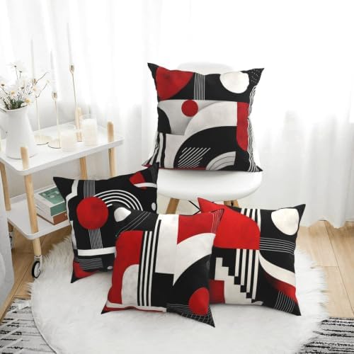 Abstract Geometric Decorative Throw Pillow Covers 18x18 Inch Set of 4