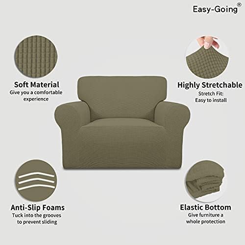 Easy-Going Stretch Oversized Chair Slipcover with Arm Washable Khaki