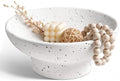 LE TAUCI 10" Ceramic Decorative Bowl, Key Bowl for Entryway, Handcrafted Sturdy Pedestal Bowl, Modern Farmhouse Fruit Bowl for Kitchen Counter, Centerpiece, Speckled White