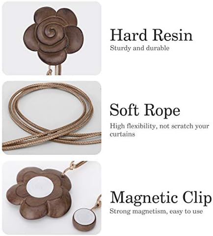 Lewondr Magnetic Curtain Tiebacks, Vintage Curtain Holdbacks, Light Coffee