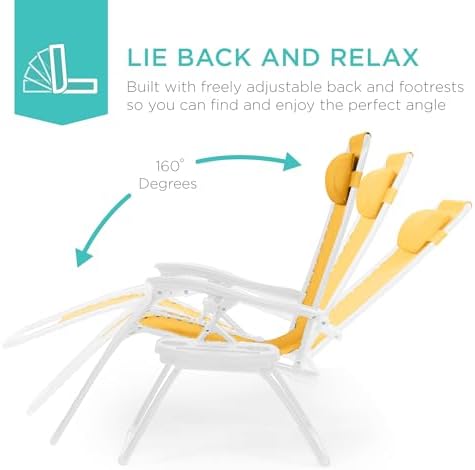 Best Choice Products Zero Gravity Chair Recliner, Marigold/White