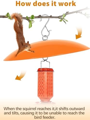 13" Bird Feeder Rain Guard, Hummingbird Feeder Shade Dome Cover, Hanging Baffle for Bird Feeder Pole,Smart Birds Feeder's Umbrella(Translucent Orange), 2 Pack