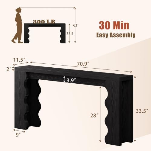 70.9" Farmhouse Entryway Table, Wood Console Table, Behind Couch table
