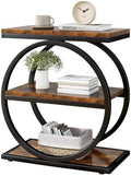 IBUYKE Narrow End Table with 3 Storage Shelves,Rustic Brown UTMJ418H