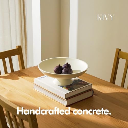 KIVY Concrete Fruit Bowl for Kitchen Counter - Large Decorative Bowl