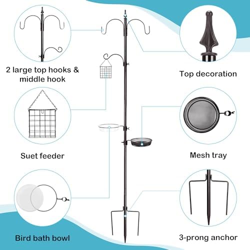 YINGYM Bird Feeder Stand Pole, 77 Inch Bird Feeding Station for Outside