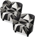 Barrel Chair Covers Slipcover 1 Piece, 2 Pack Club Chair Covers Furniture Protector with Arms, Round Soft Armchair Sofa Cover Removable Couch Slipcover for Bar Living Room Hotel Counter